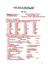 10 Đề và đáp án thi học sinh giỏi Tiếng anh lớp 7 - Năm học 2013-2014 - Phòng GD & ĐT Hòa Bình